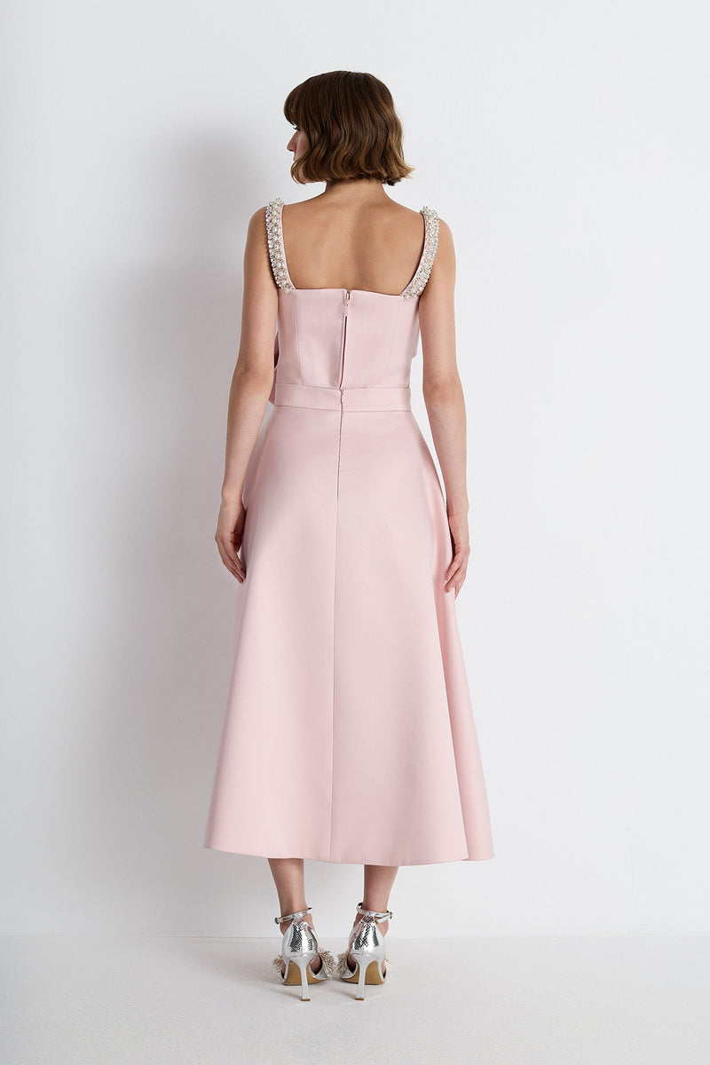 Nean Bow-Draped Embellished Top Light Pink