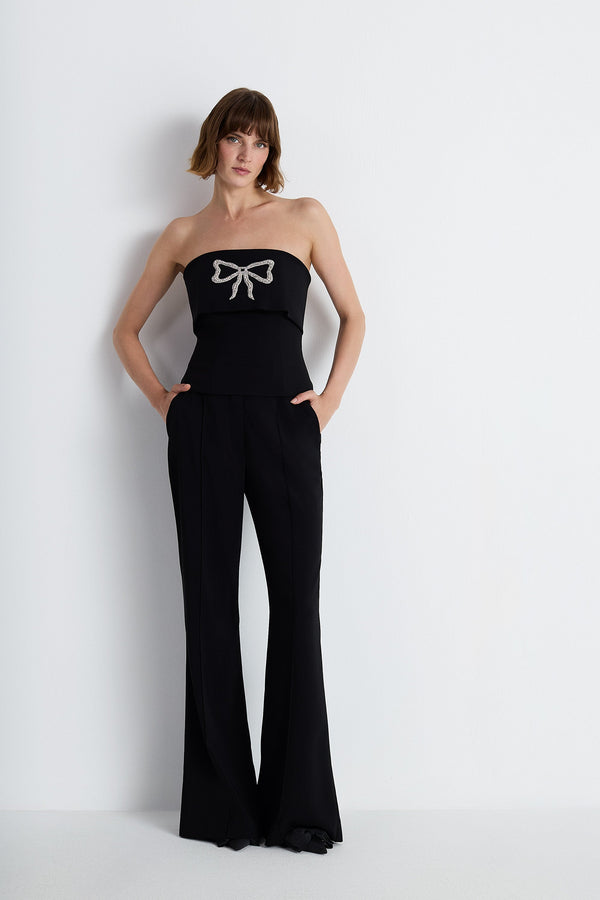 Nean Tailored Trousers With Petal Hem Detail Black