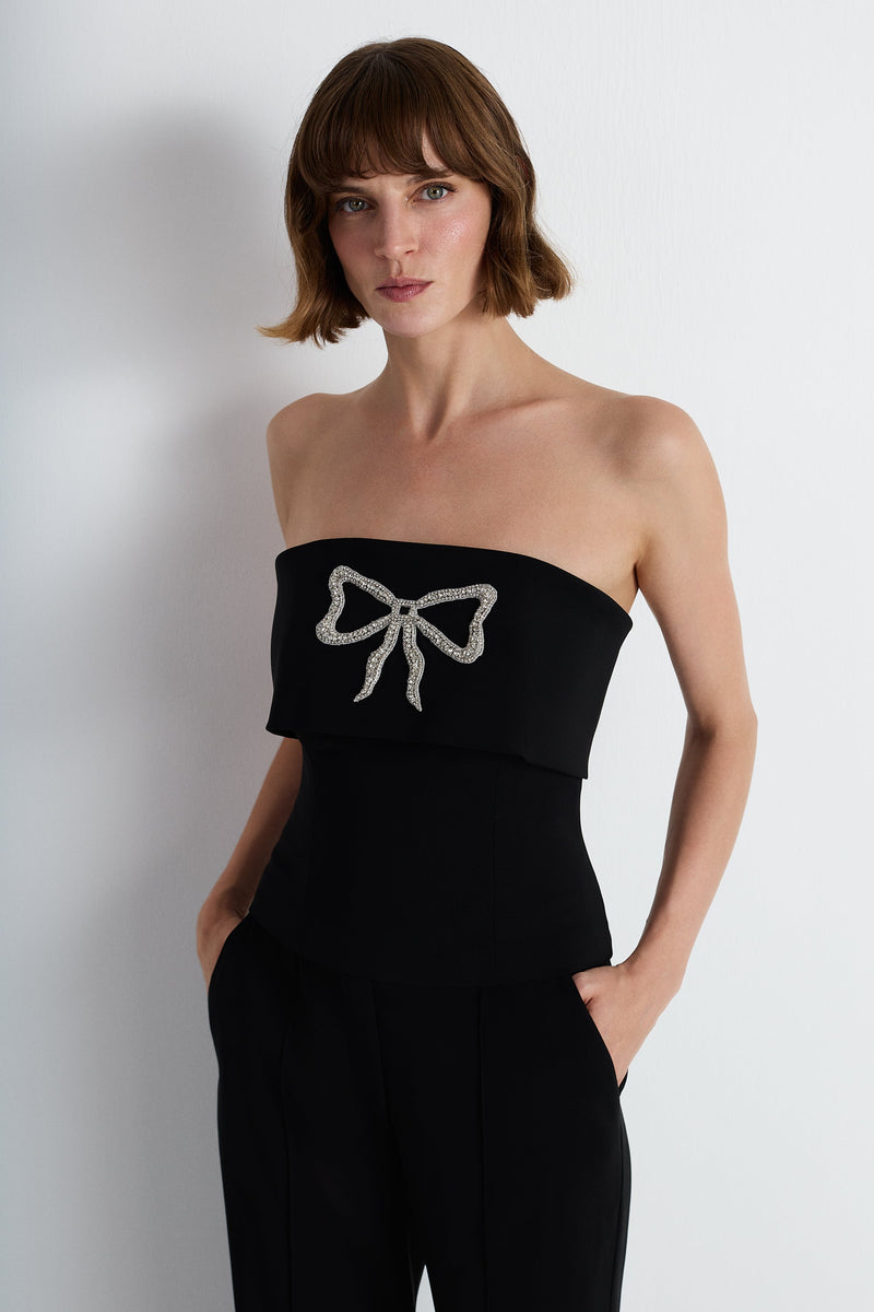 Nean Strapless Bow-Embellished Top Black