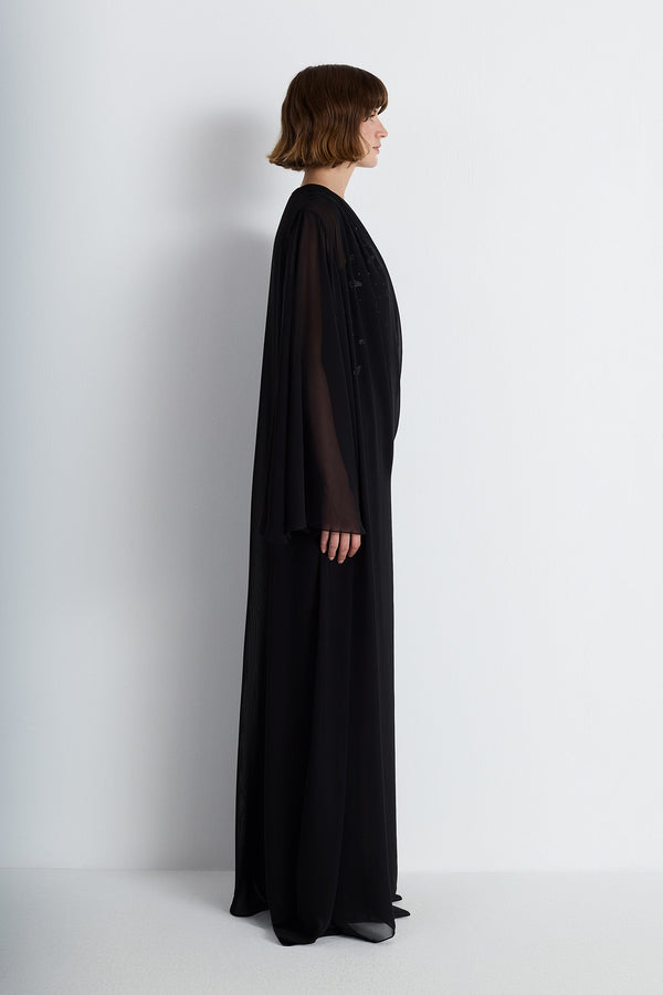 Nean Embellished Draped Kaftan Gown Black