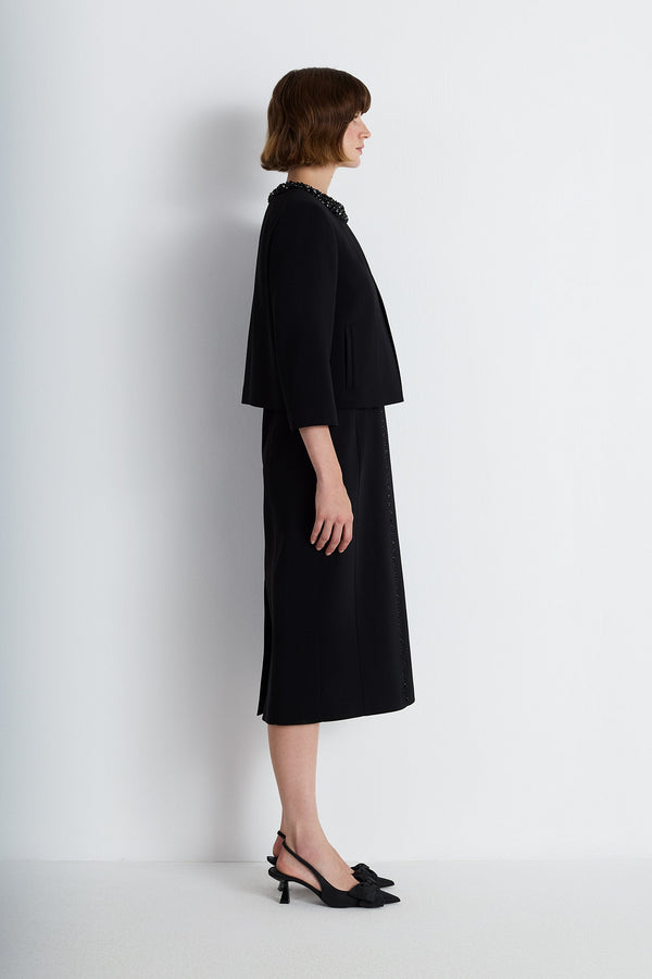 Nean Embellished Collar Cropped Jacket Black