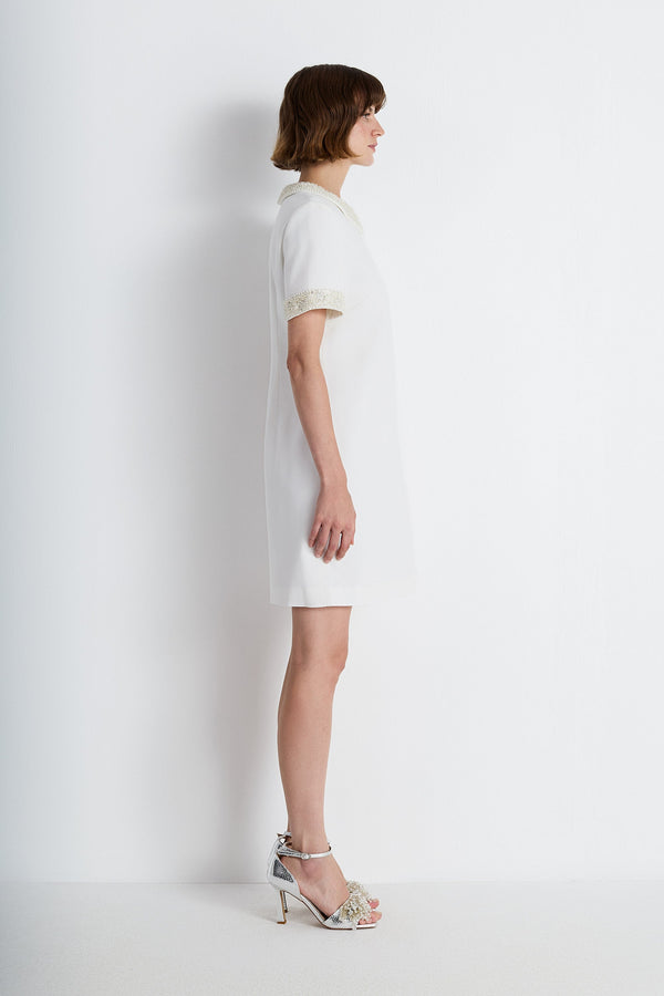 Nean Embellished Collar Mini Dress White