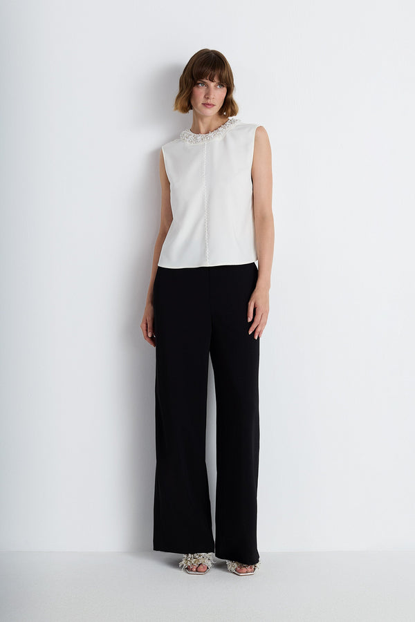 Nean Wide-Leg Tailored Trousers Black