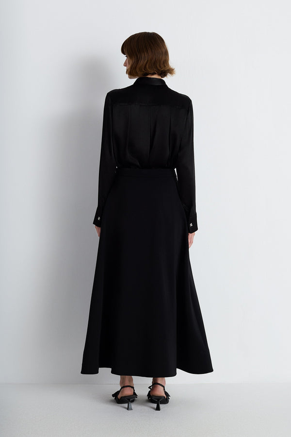 Nean Embellished Pocket A-Line Skirt Black