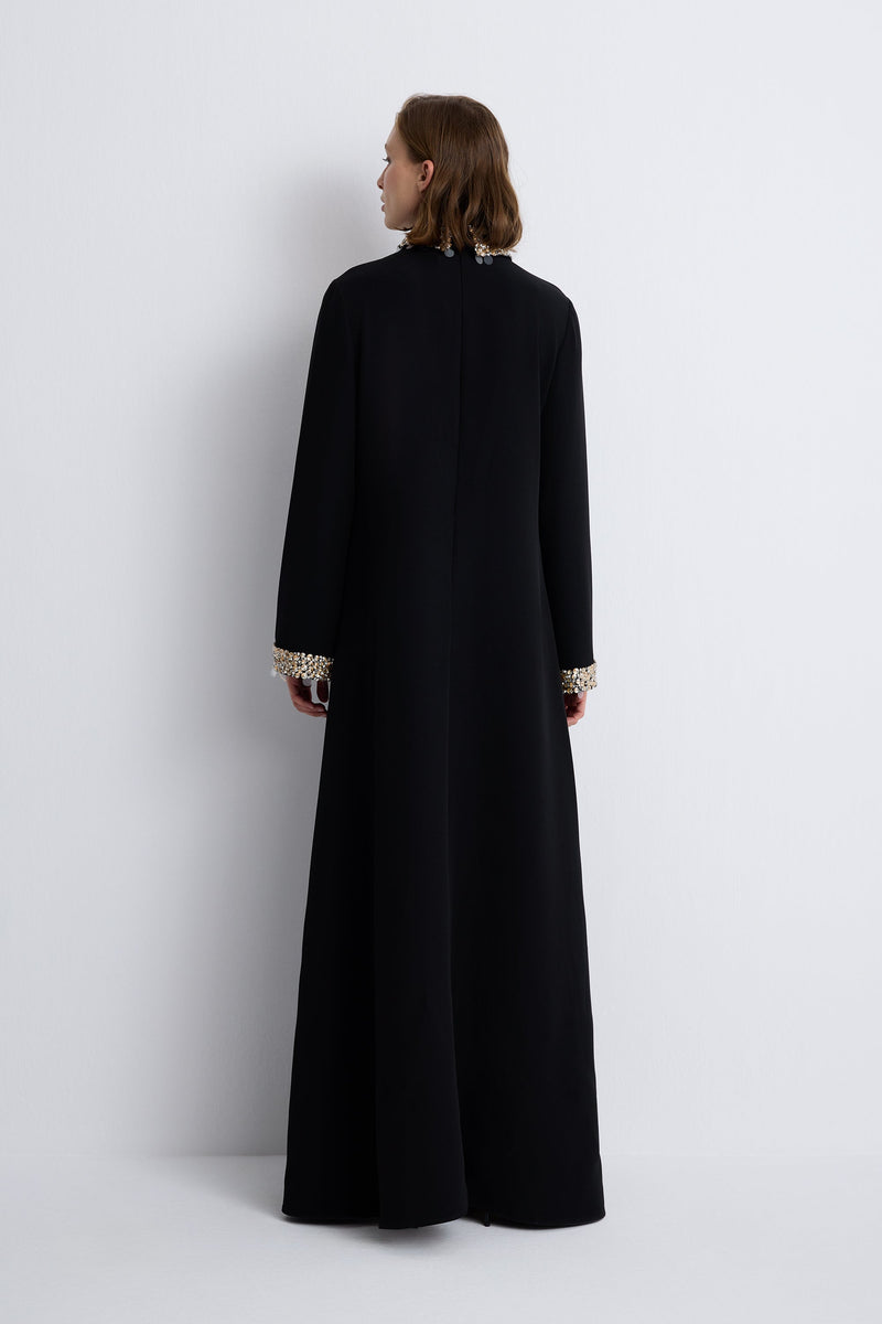 Nean Embellished Collar Maxi Dress Black