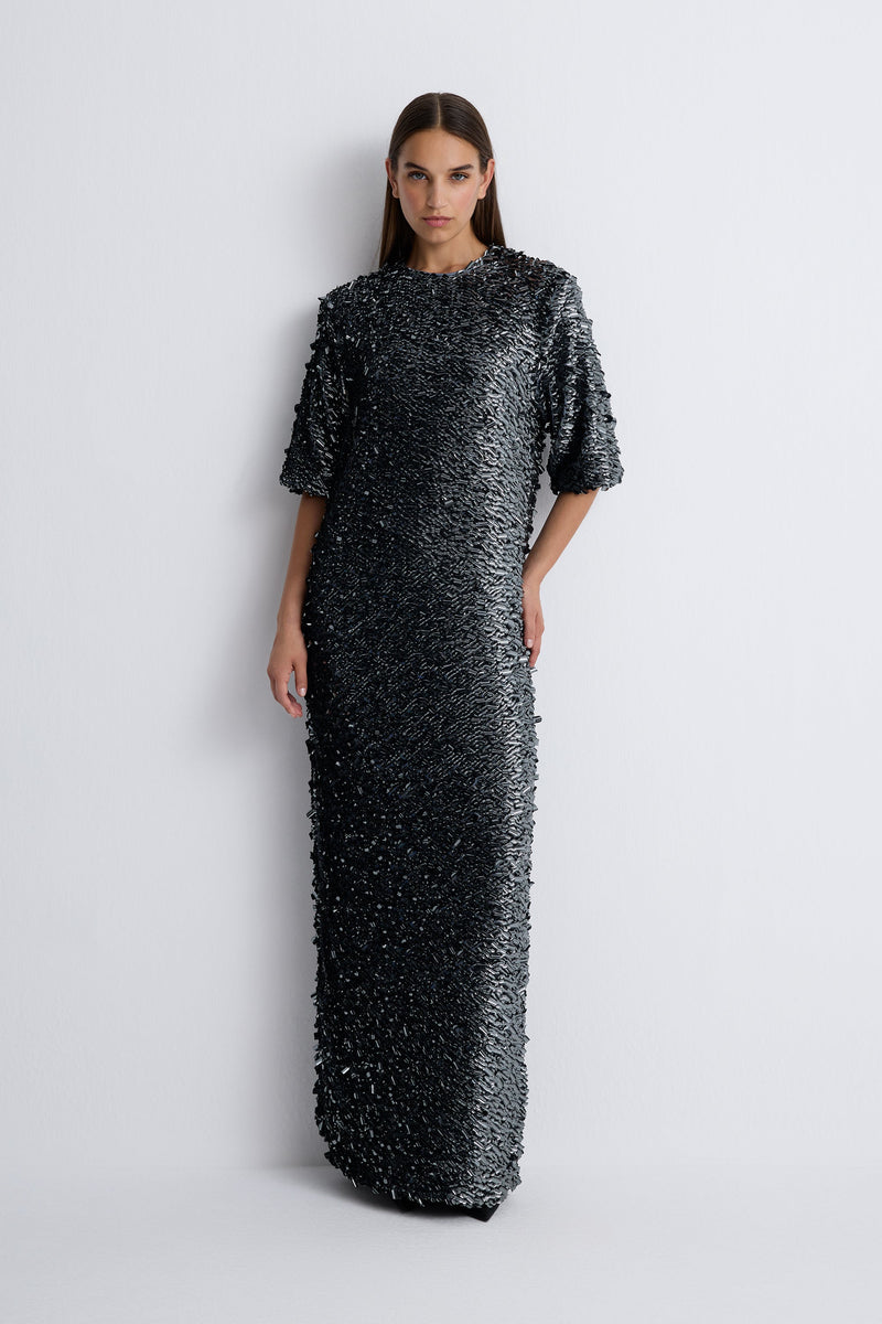 Nean Full-Length Sequin Dress Dark Grey