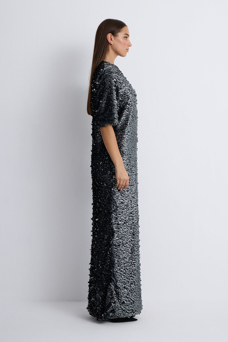 Nean Full-Length Sequin Dress Dark Grey