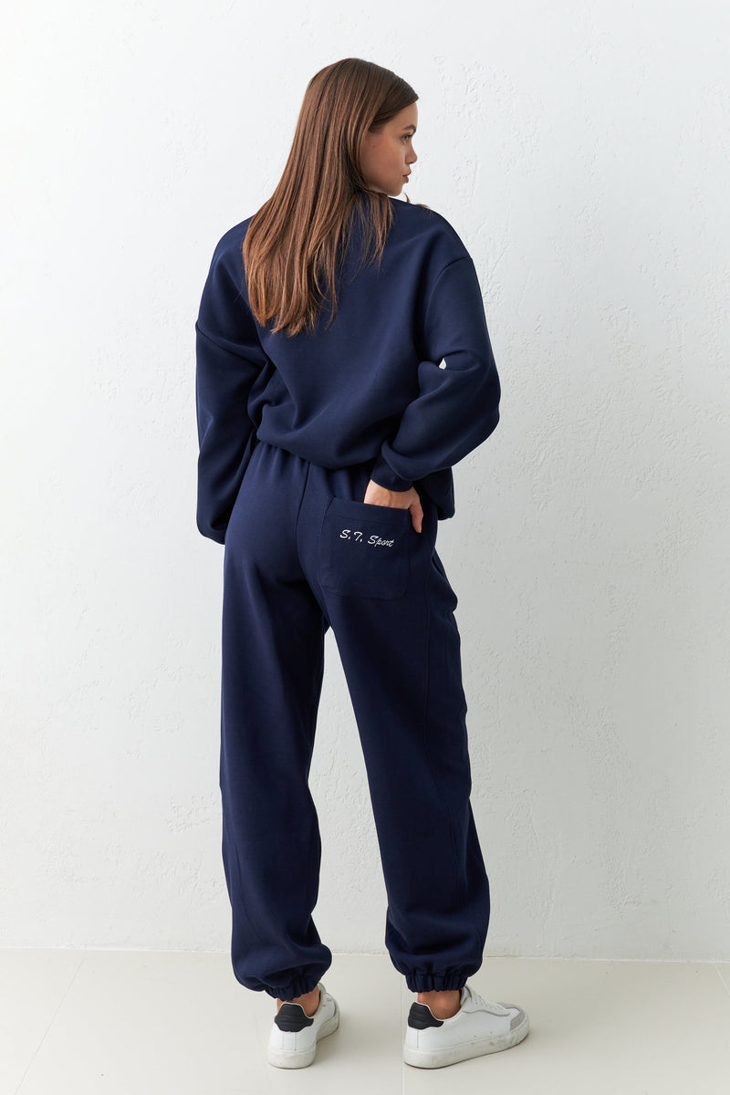 Setre Relaxed Fit Sweatpants With Elastic Ankle Navy