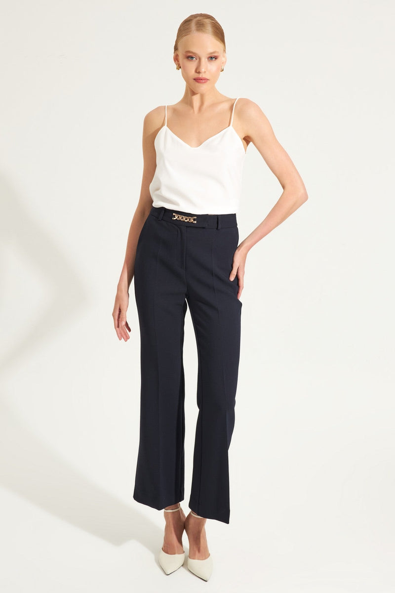 Setre Fitted Bell-Bottom Trousers D. Navy