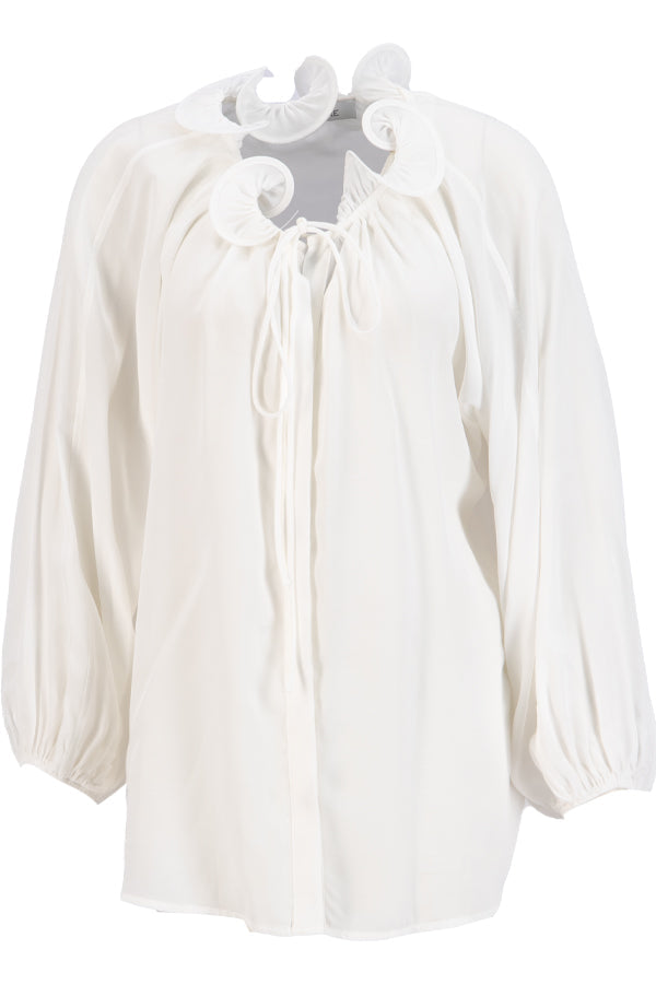 Setre Shirt With Tie Detail On Neck And Sleeves Ecru