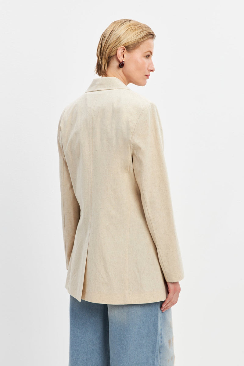 Setre Button Detailed Linen Jacket Beige