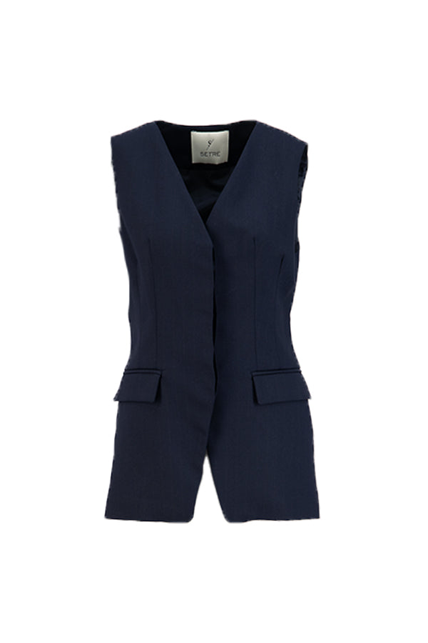 Setre Sleeveless Button Detail Vest Navy