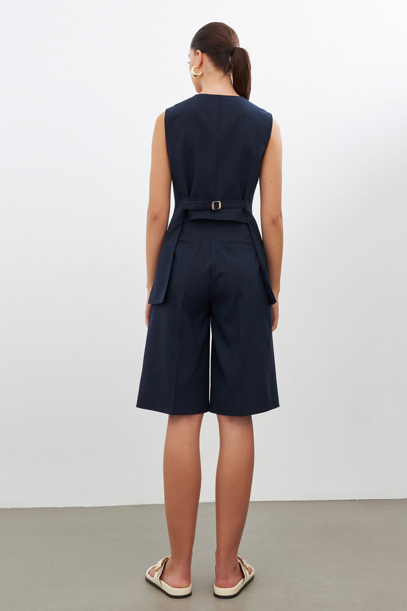 Setre Sleeveless Button Detail Vest Navy