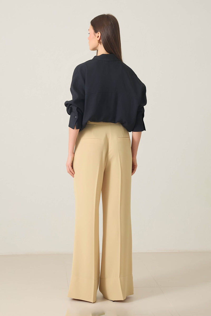 Setre High Waist Trousers With Slit Detail Light Yellow