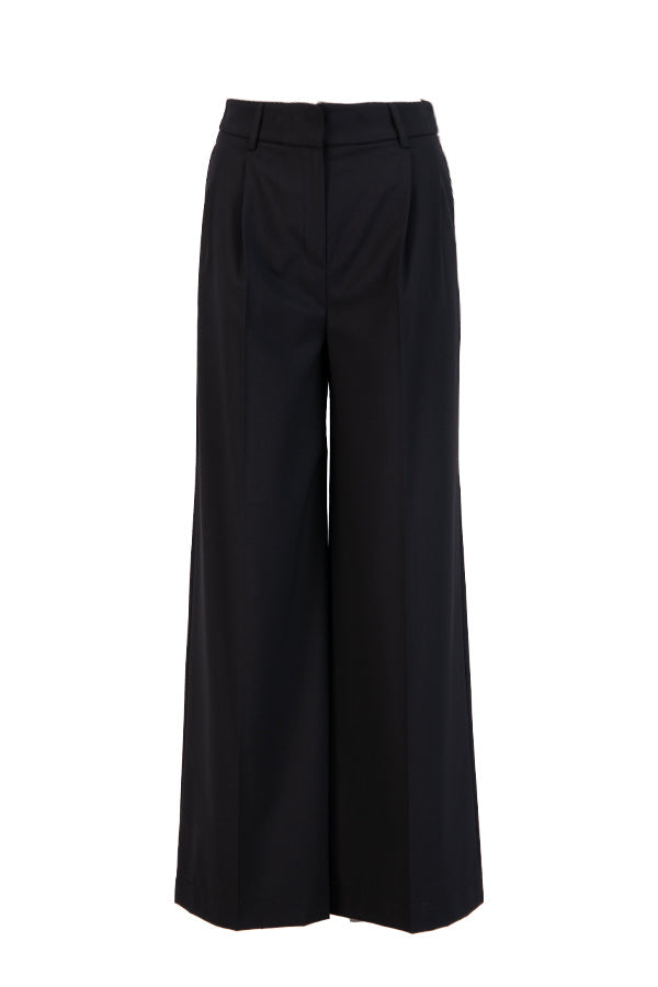 Setre Pleat Detailed Linen Trousers Black