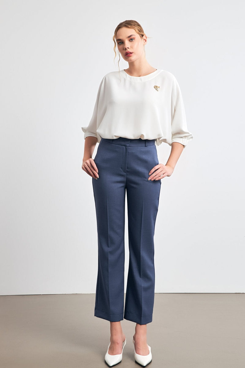 Setre  Pattern Detailed Fabric Trousers Indigo