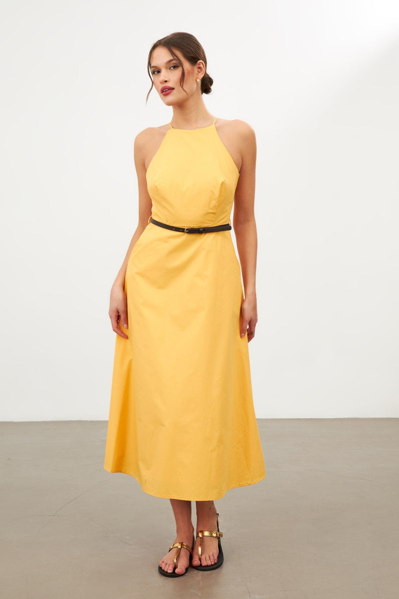 Setre Halter Neck Midi Dress Yellow