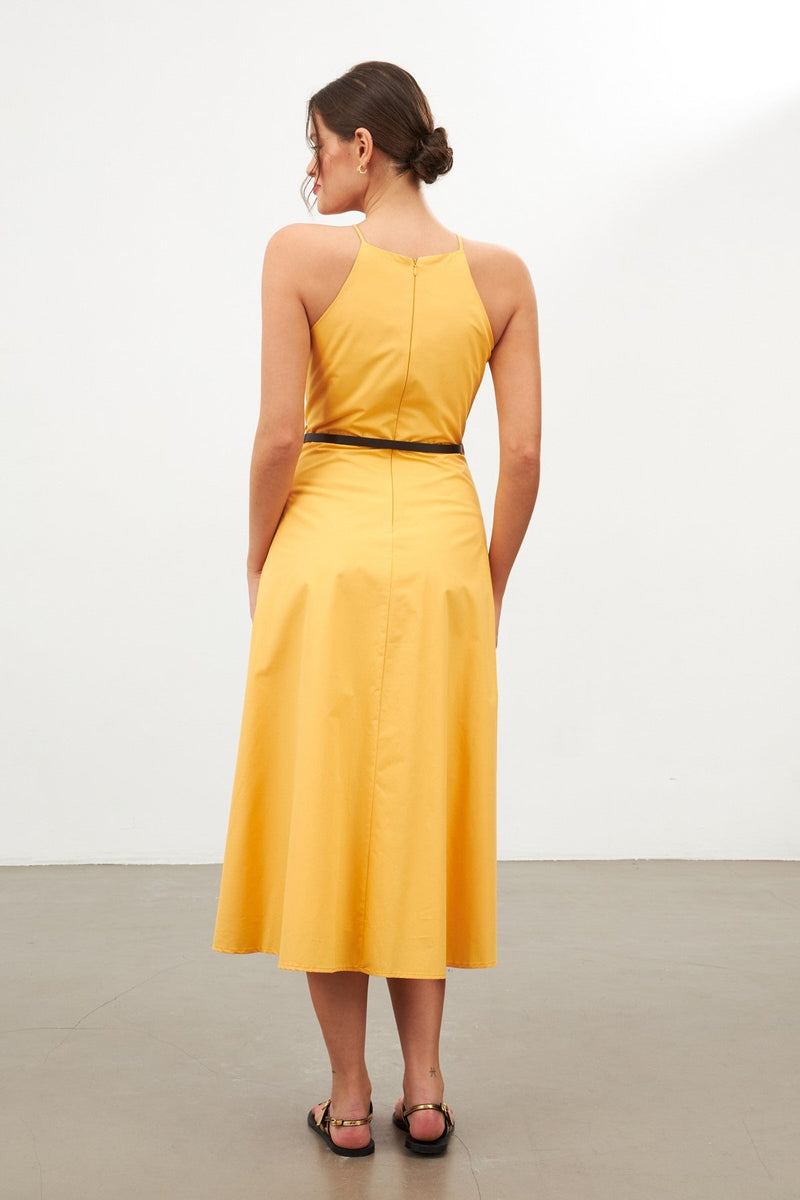 Setre Halter Neck Midi Dress Yellow