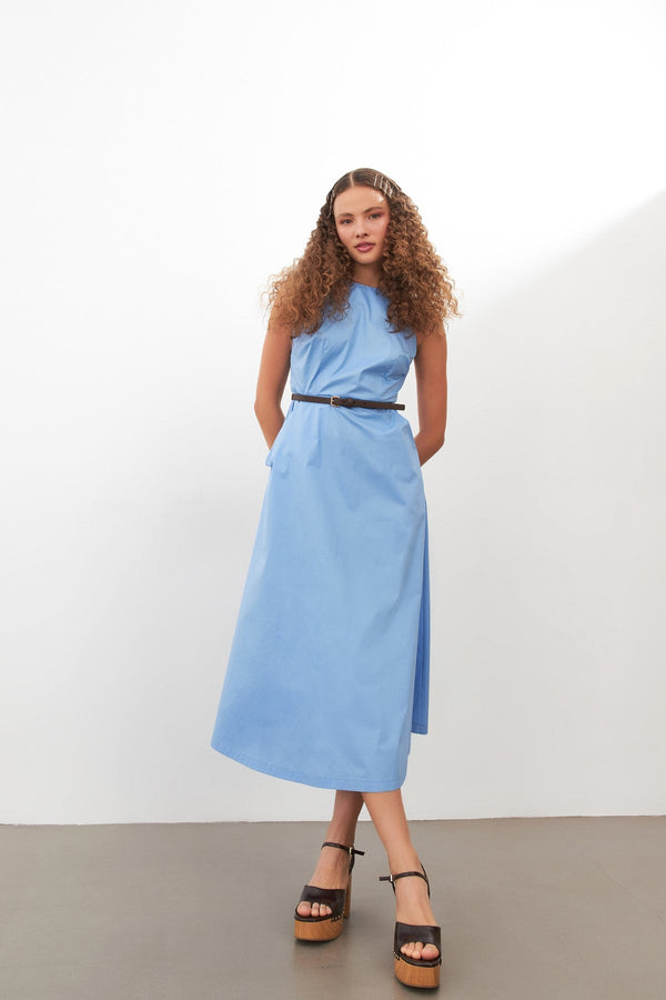 Setre Halter Neck Midi Dress Blue