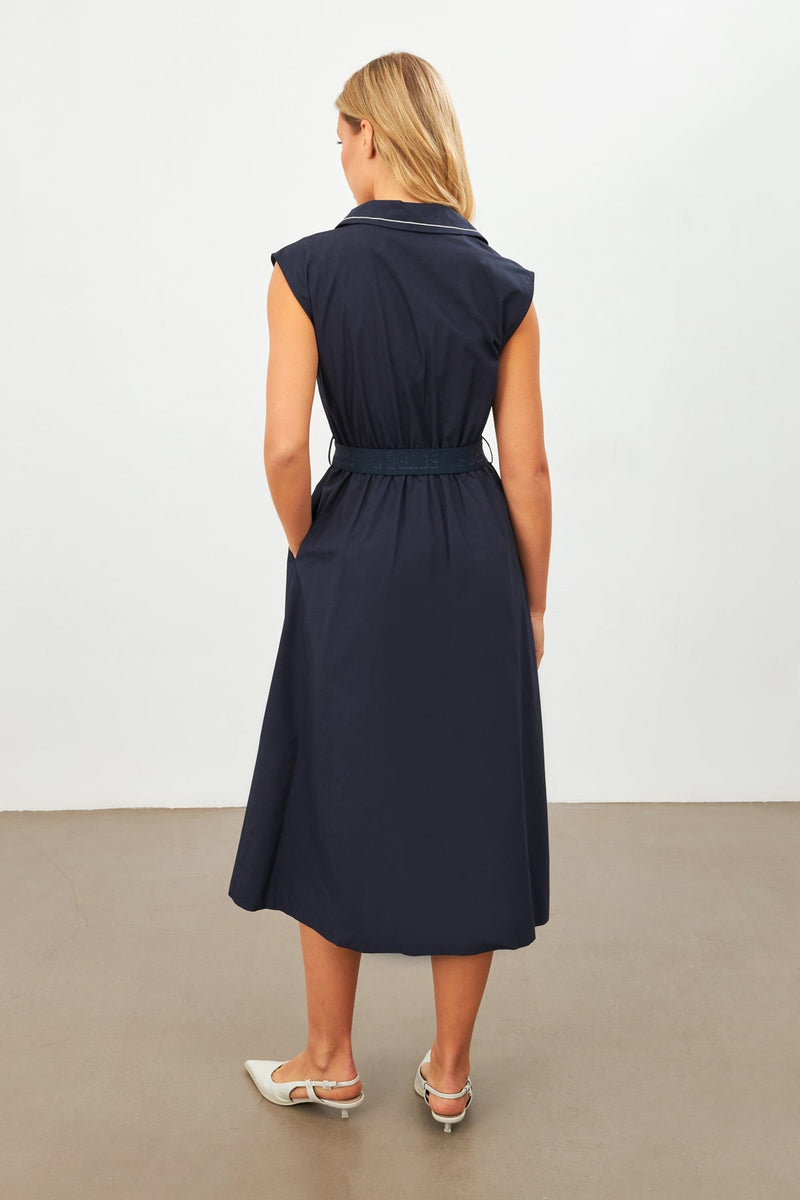 Setre Embroidered Detail Midi Dress Navy