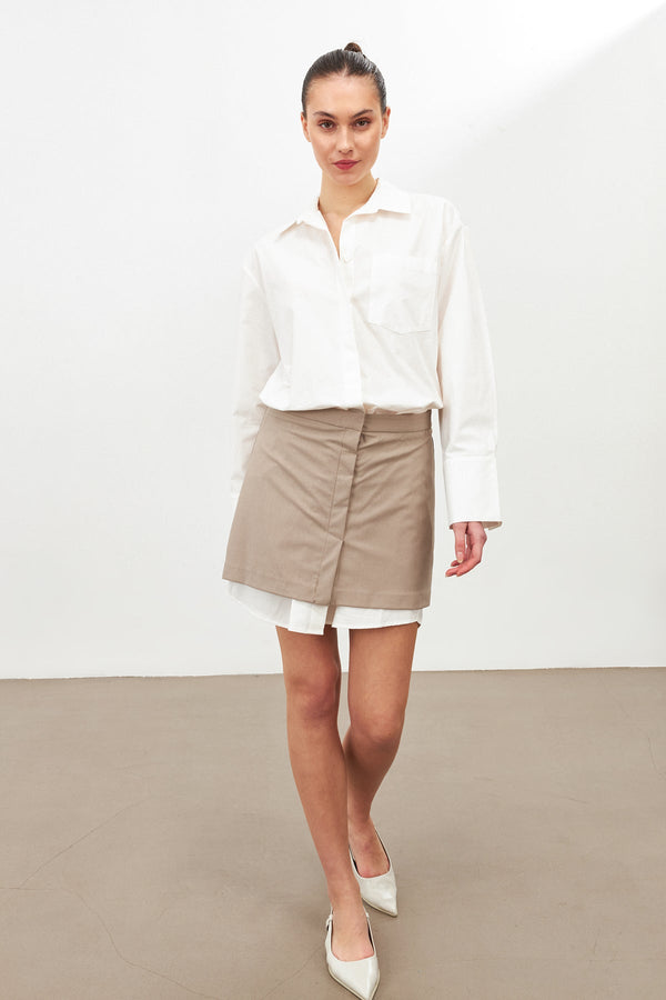 Setre Shirt And Skirt Detailed Dress Ecru/Beige