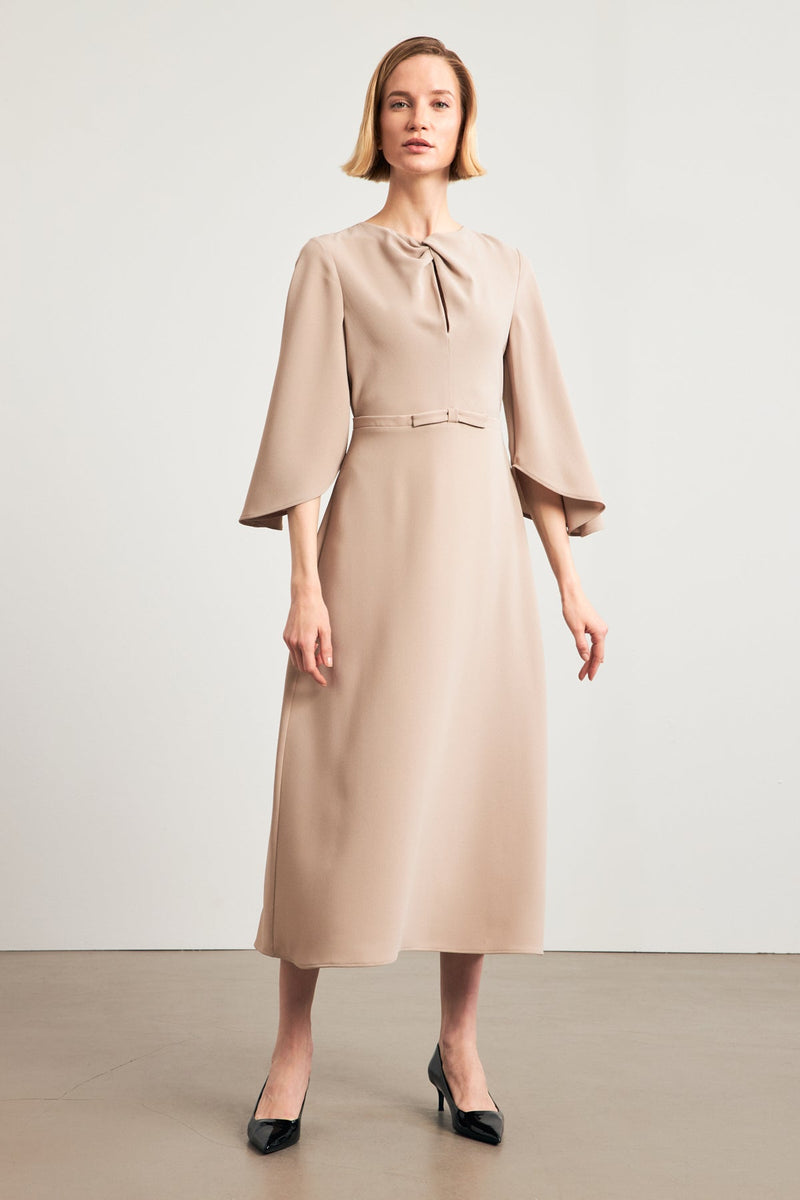 Setre Detailed Midi Dress Beige