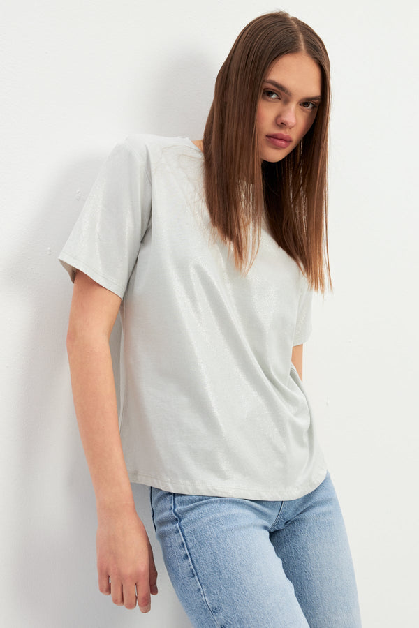 Setre Crew Neck Basic T-Shirt Stone