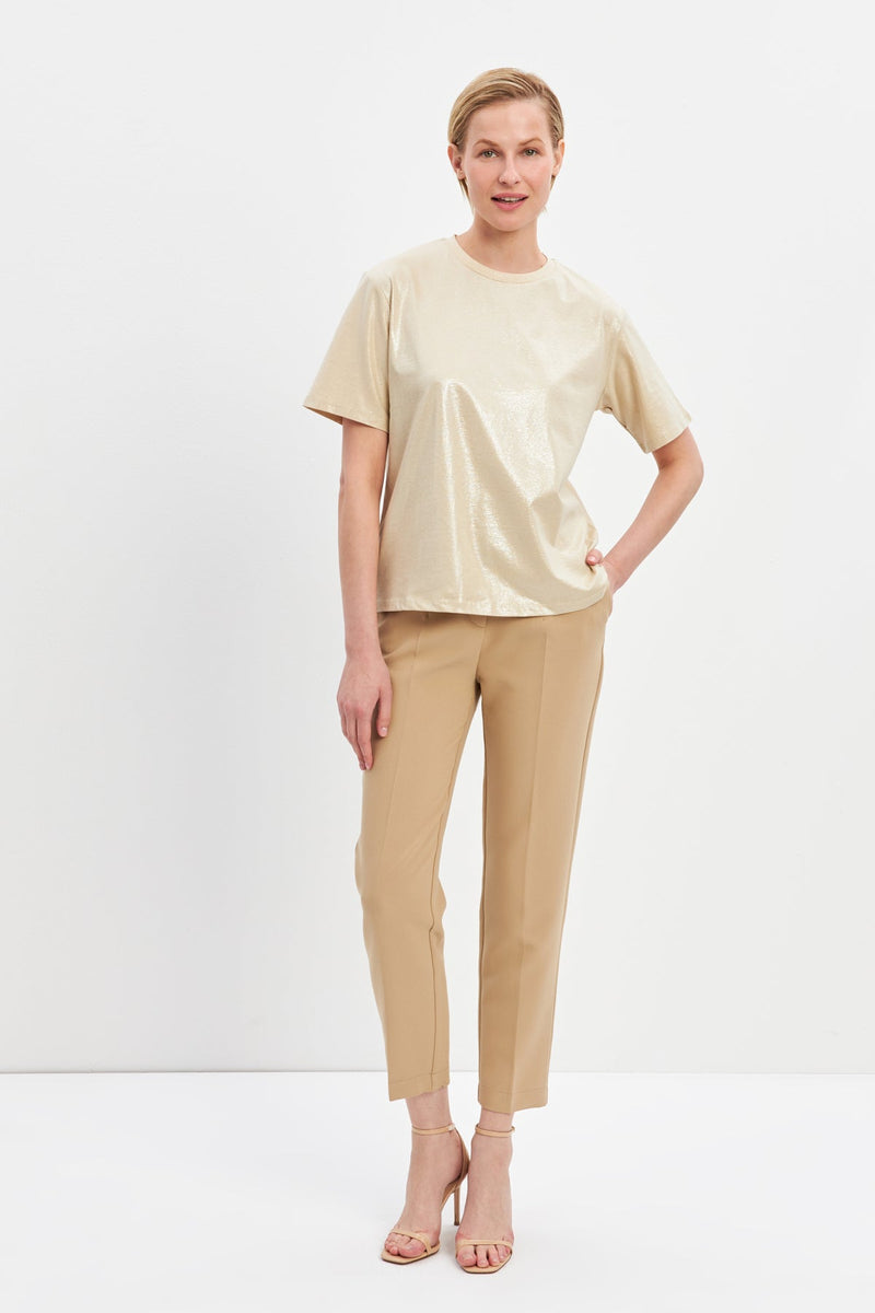 Setre Crew Neck Basic T-Shirt Beige