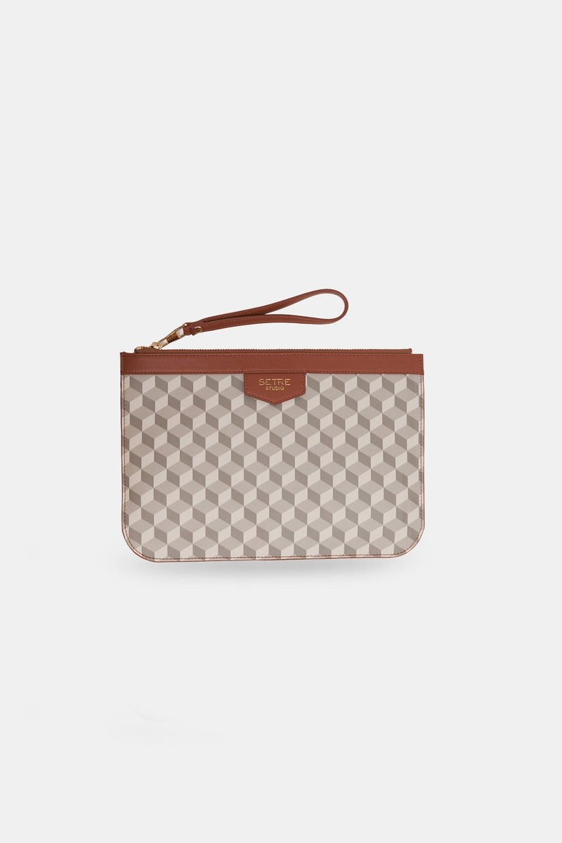 Setre Geometric Pattern Clutch Bag Grey