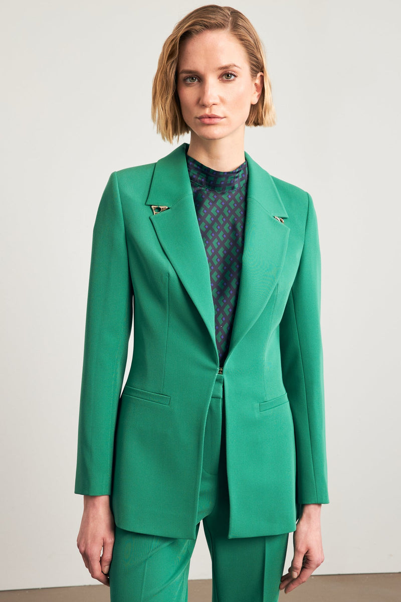 Setre Solid Blazer With Metal Accessory Green