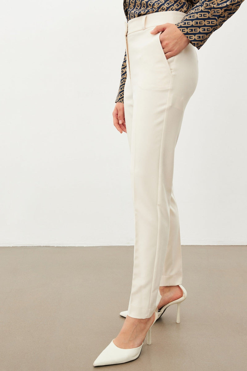 Setre Normal Waist Slim Fit Trousers Beige