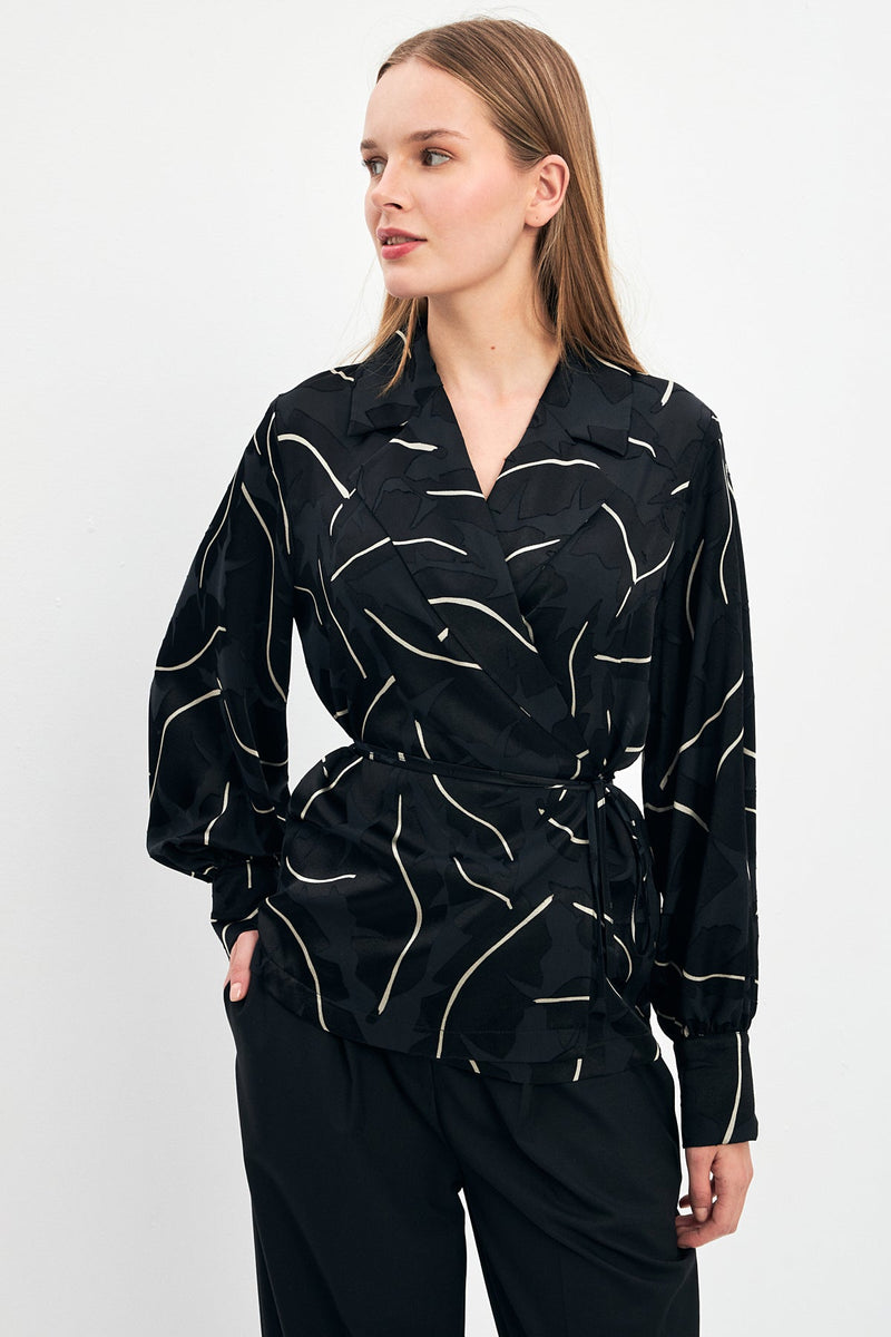 Setre Long Sleeve Patterned Shirt Black