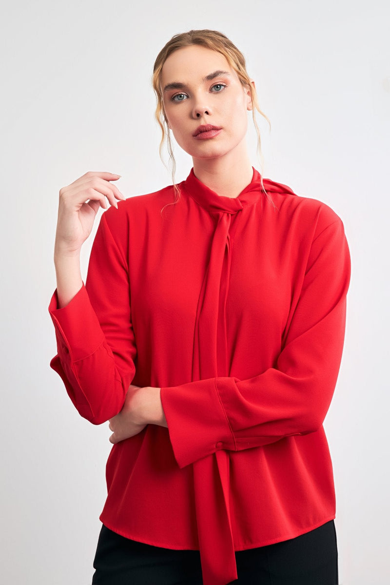 Setre Casual Cut Shirt With Halter Tie Detail Red