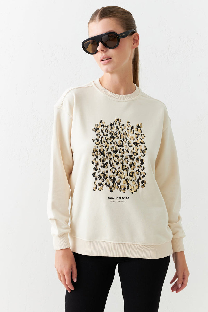 Setre Crew Neck Long Sleeve Sweatshirt Cream