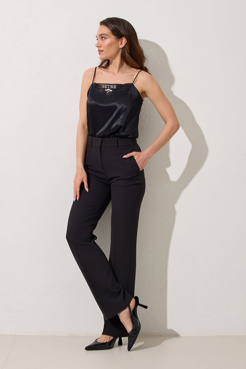 Setre Pocket Detailed Full Cut Trousers Black