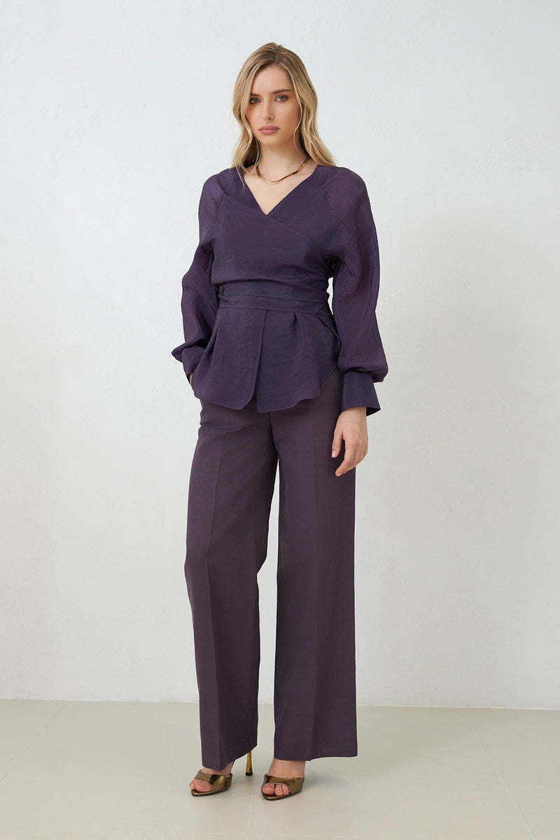 Setre Wrap Tie Detail Blouse Purple