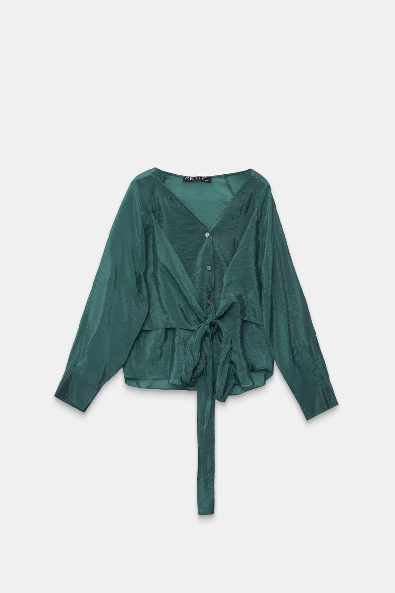 Setre Wrap Tie Detail Blouse Green