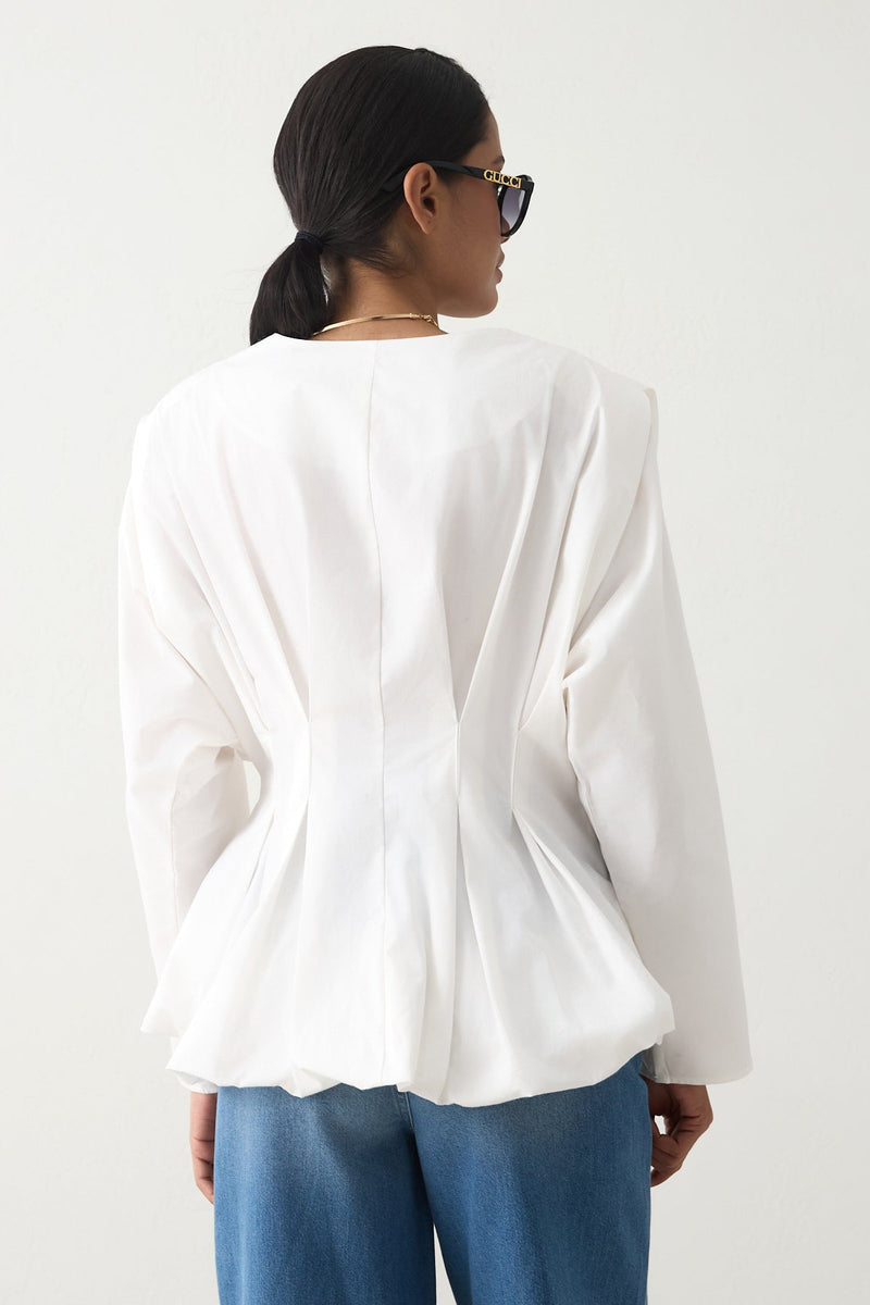 Setre Waist Accent Detail Blouse Ecru