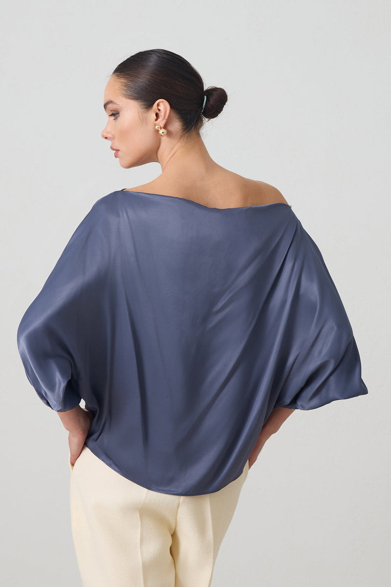 Setre Shoulder And Sleeve Detailed Stylish Blouse Navy