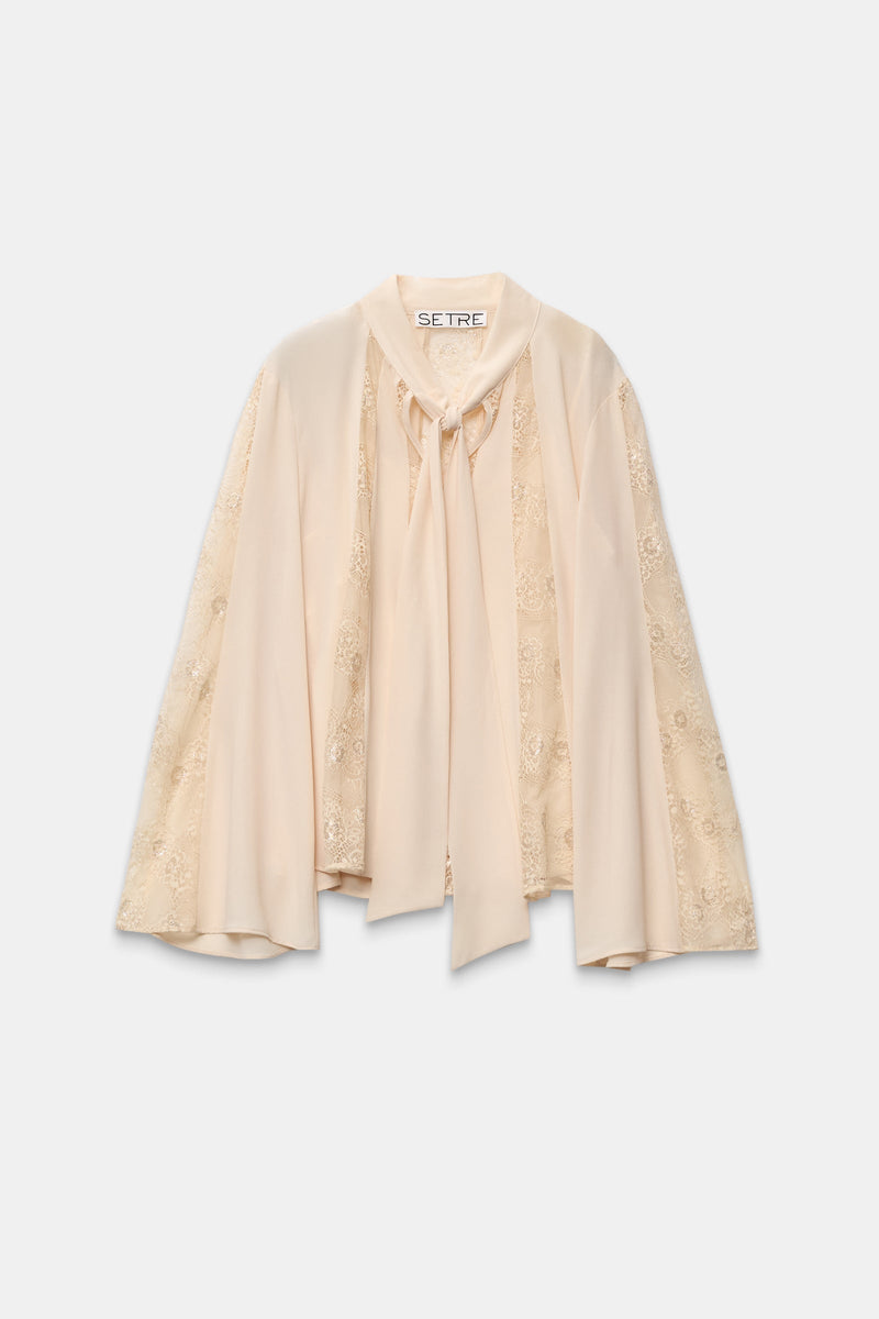 Setre Collar Detailed Lace Blouse Light Yellow