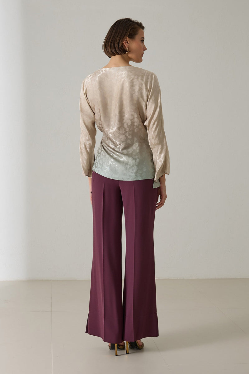 Setre Asymmetric Relaxed Cut Patterned Blouse Beige