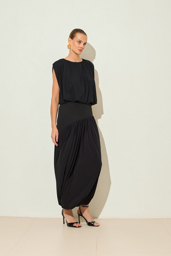 Setre Bubble Hem Sleeveless Blouse Black