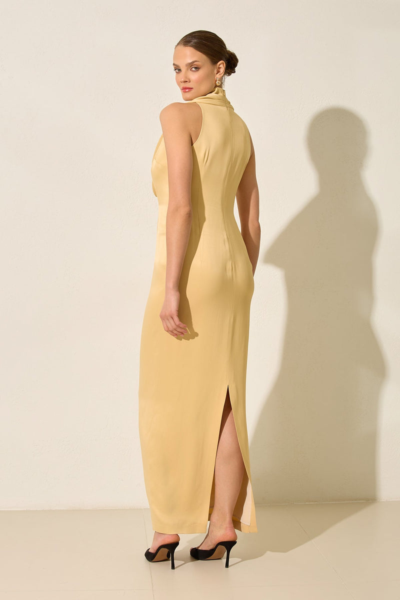 Setre Draped Neck Maxi Dress Amber