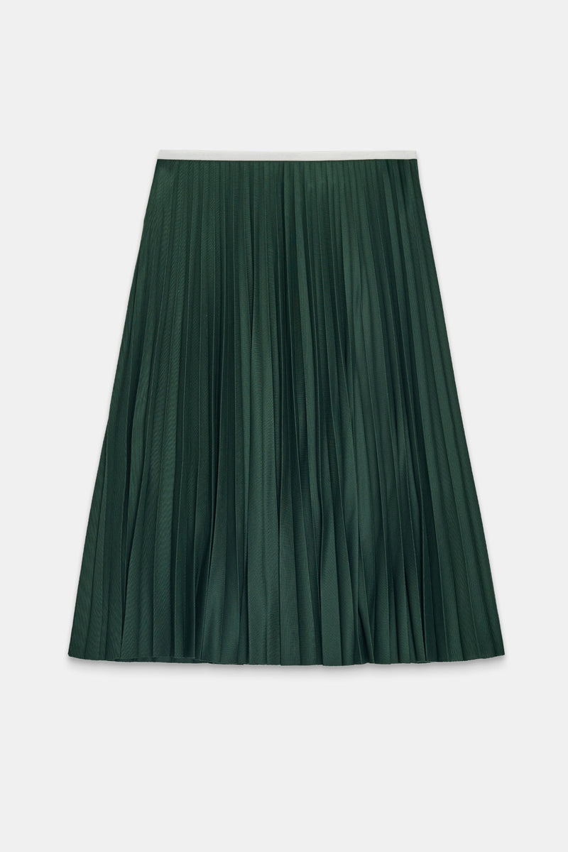 Setre Contrast Waist Pleated Skirt Green