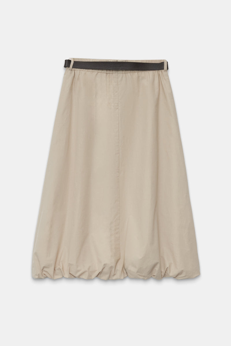 Setre Belt Detailed Midi Length Balloon Skirt Beige