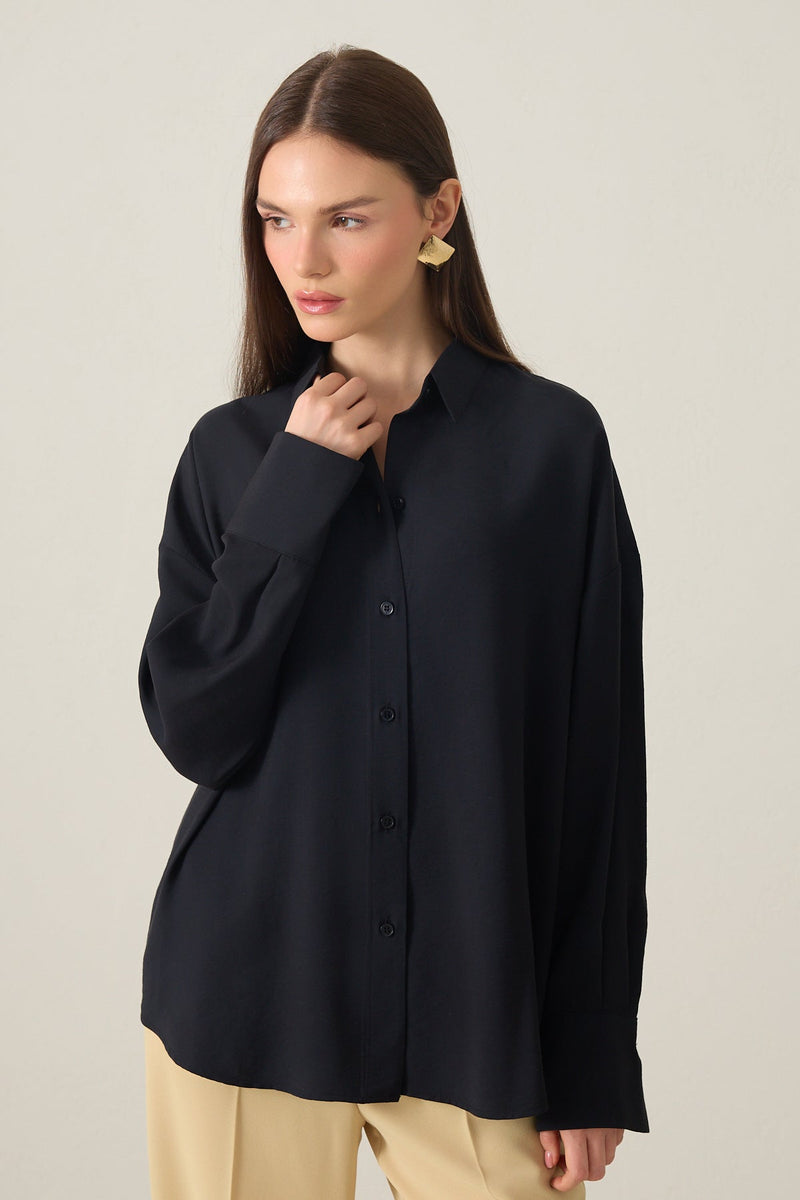 Setre Relaxed Fit Long Sleeve Shirt Black