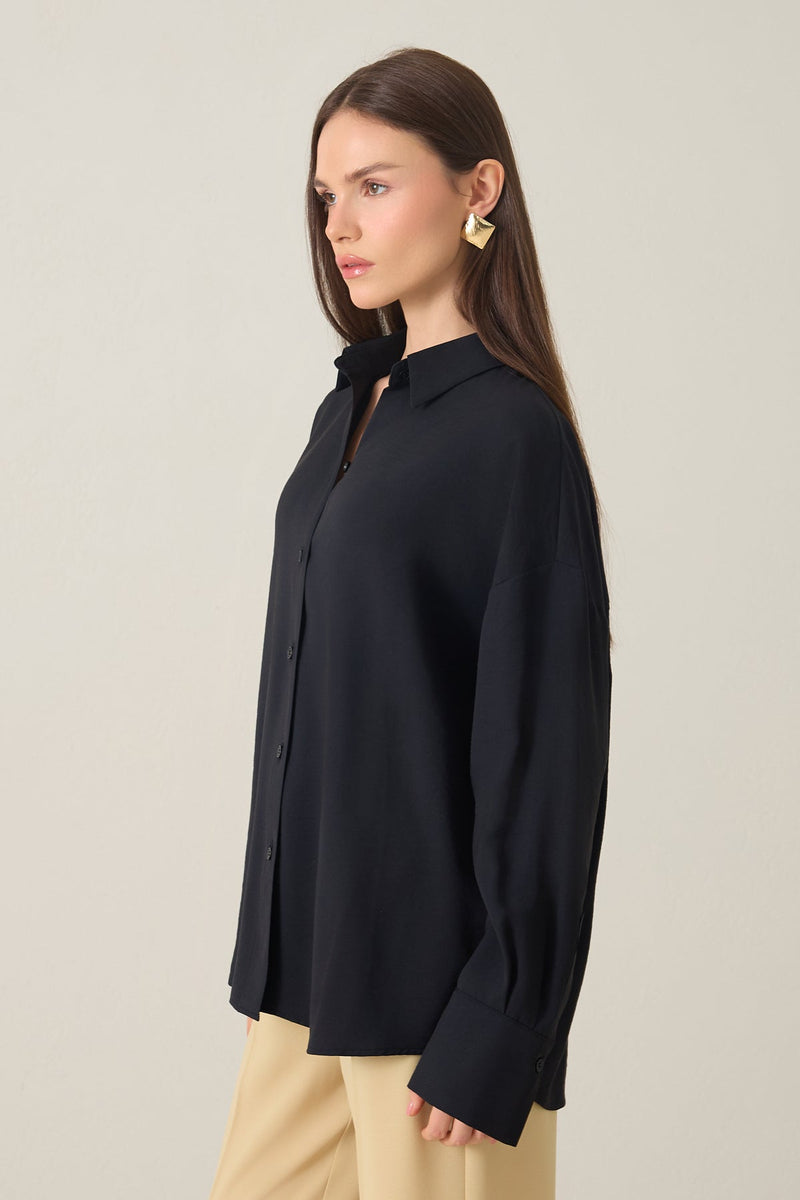 Setre Relaxed Fit Long Sleeve Shirt Black