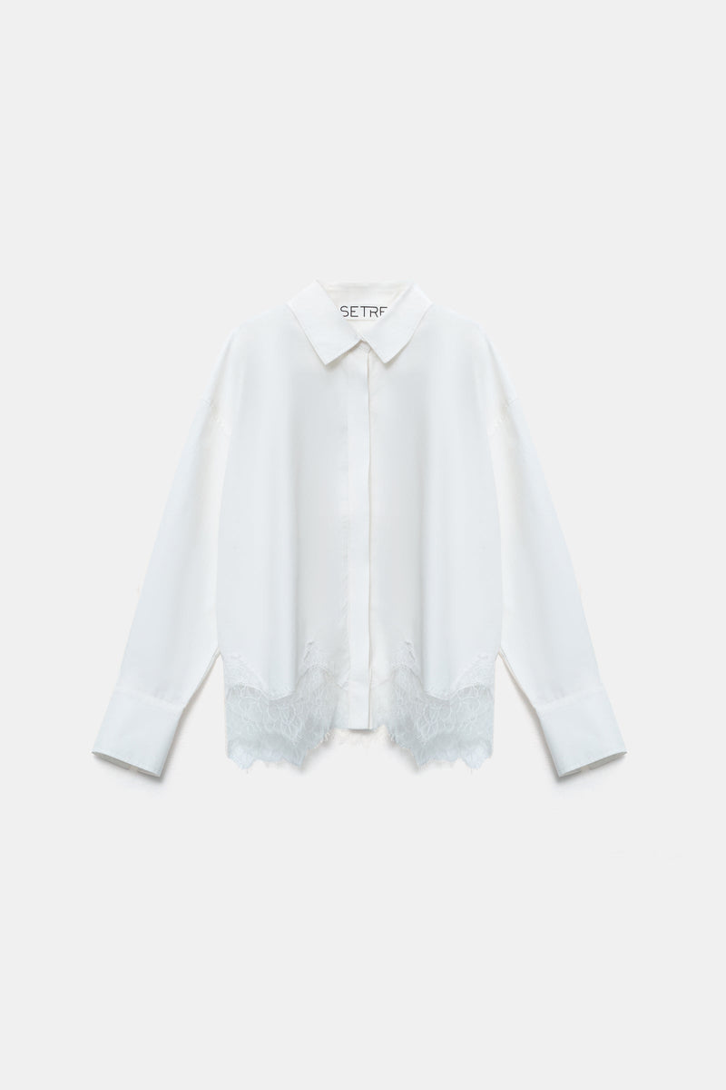 Setre Lace Detailed Long Sleeve Shirt Ecru
