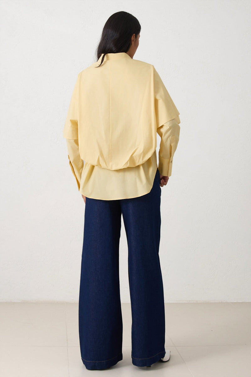 Setre Cape-Effect Solid Shirt Light Yellow