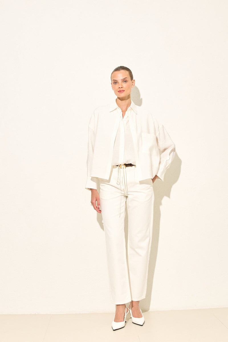 Setre Double Breasted Solid Shirt Ecru